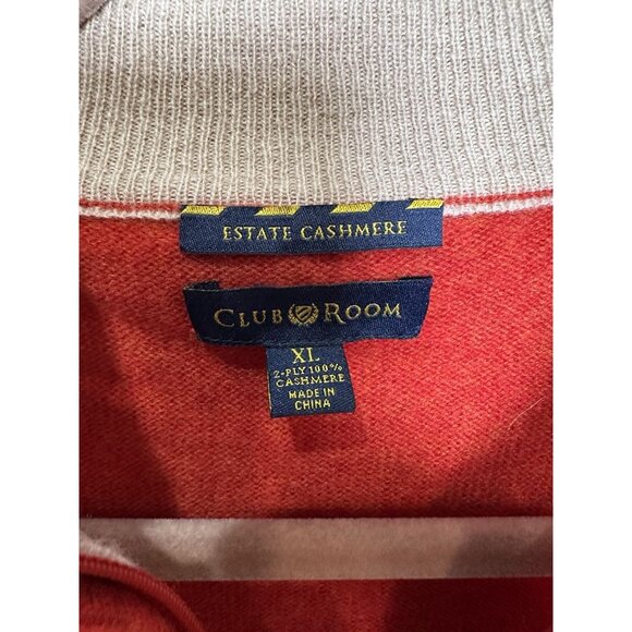 Club Room 2-Ply Cashmere Quarter Zip Sweater Pullover Orange Knit Mens XL - Picture 4 of 7